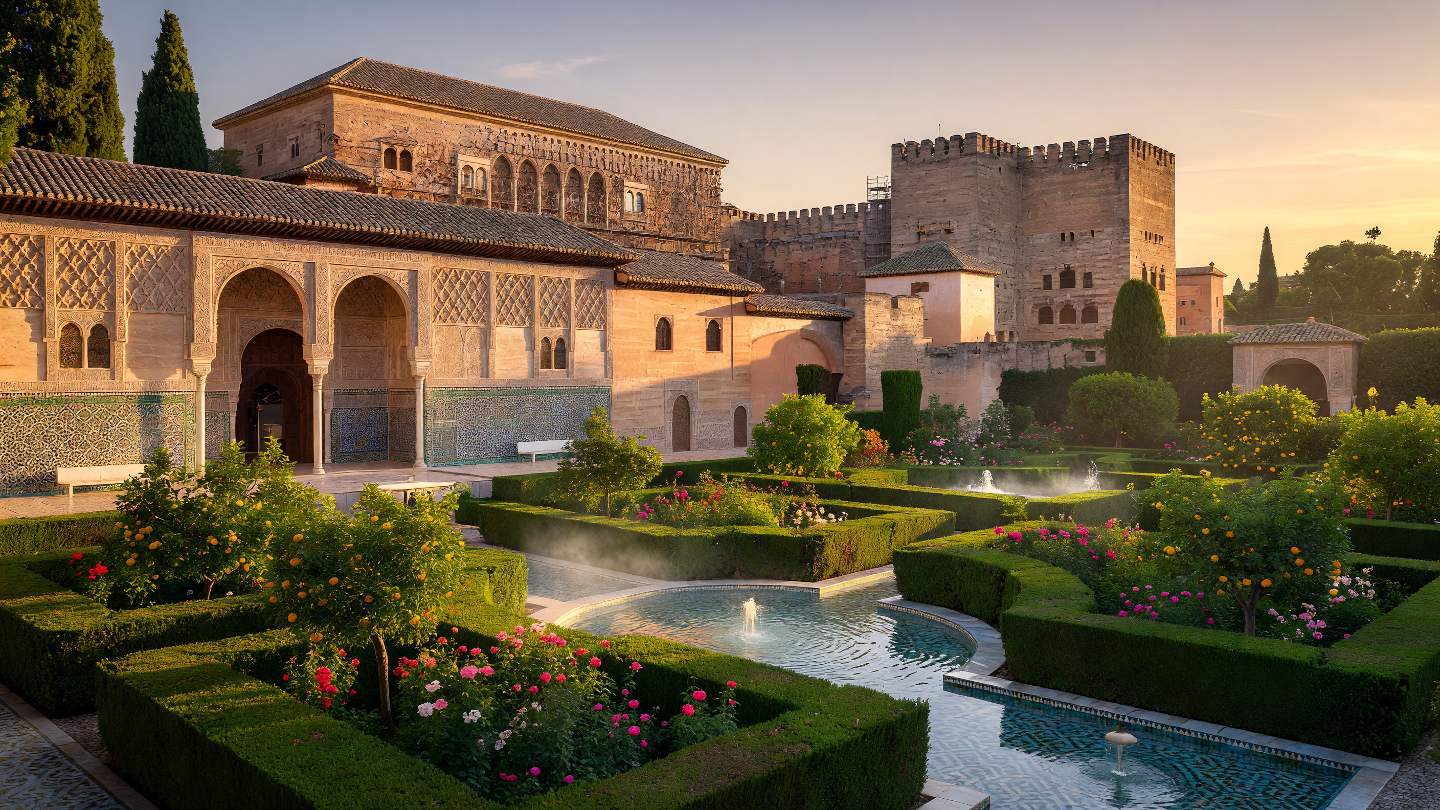 Restauración de techos policromados en el Palacio de los Leones, Alhambra