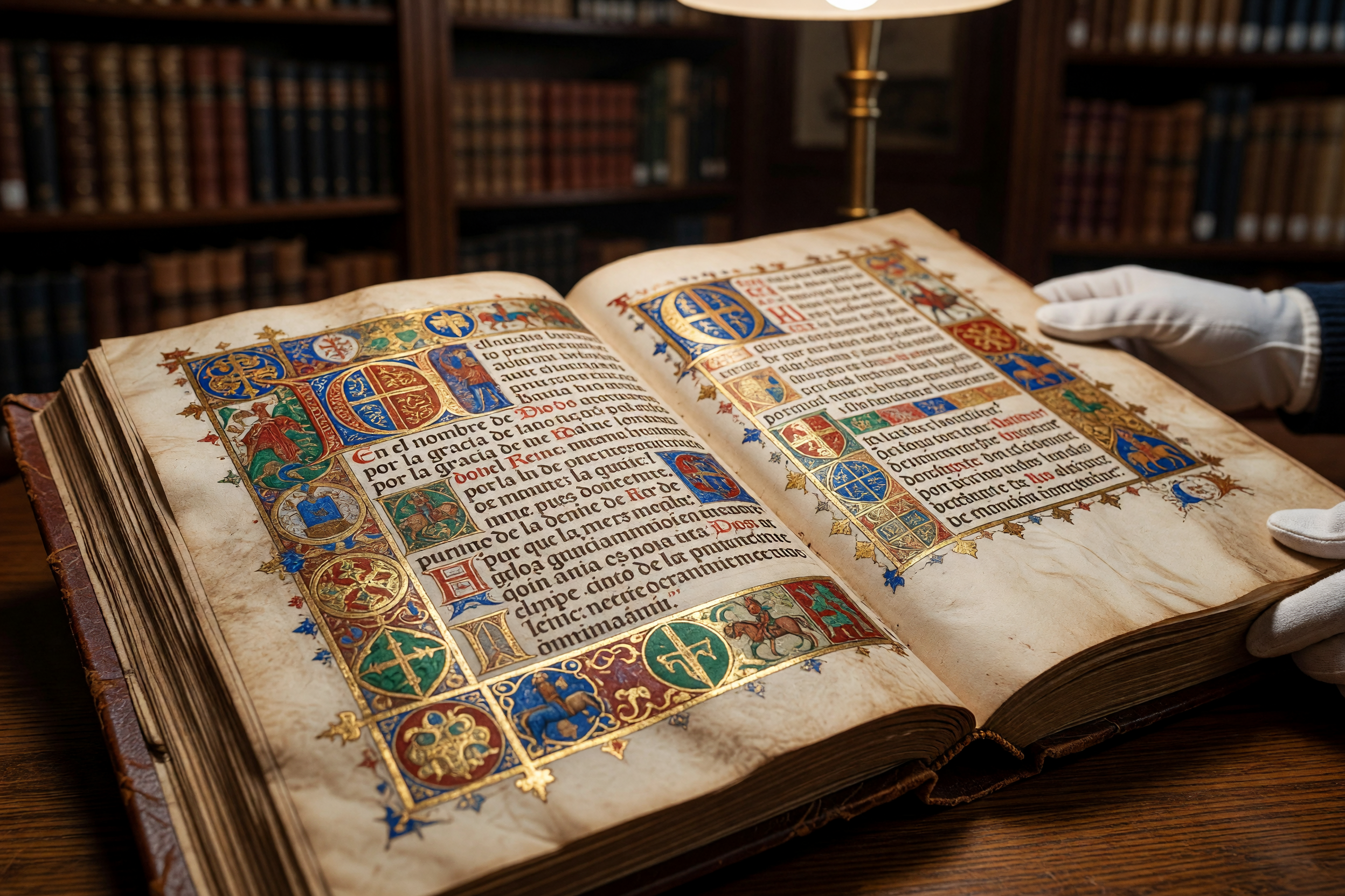Manuscrito medieval en proceso de digitalización